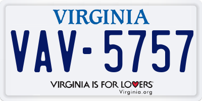VA license plate VAV5757