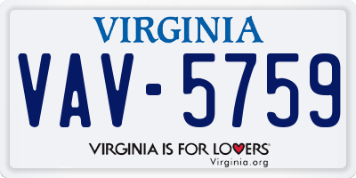 VA license plate VAV5759