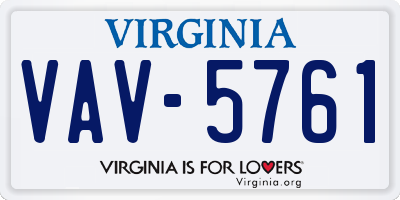 VA license plate VAV5761