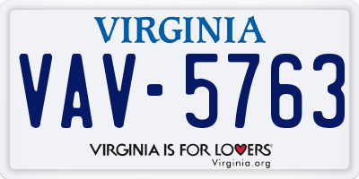 VA license plate VAV5763
