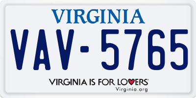 VA license plate VAV5765