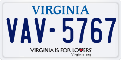 VA license plate VAV5767