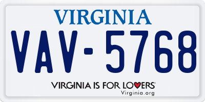 VA license plate VAV5768