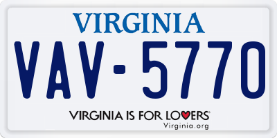 VA license plate VAV5770