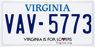 VA license plate VAV5773