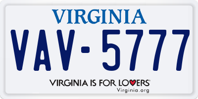 VA license plate VAV5777