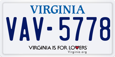 VA license plate VAV5778