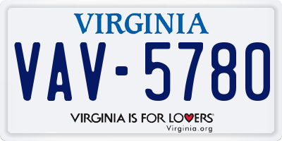 VA license plate VAV5780