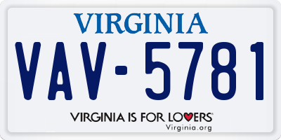 VA license plate VAV5781