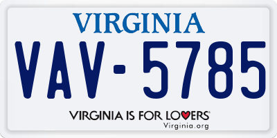 VA license plate VAV5785