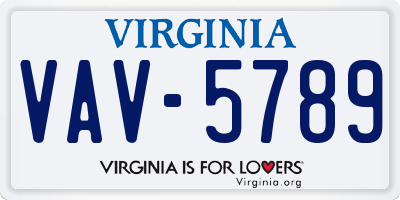 VA license plate VAV5789