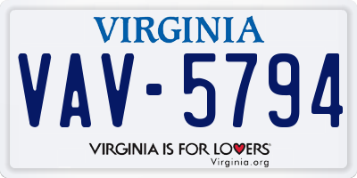 VA license plate VAV5794