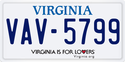 VA license plate VAV5799