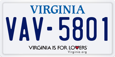 VA license plate VAV5801