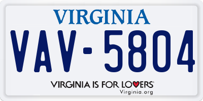 VA license plate VAV5804
