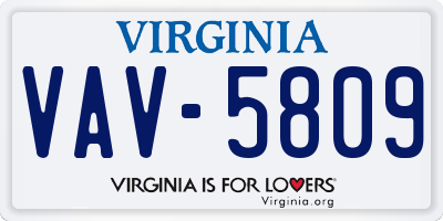 VA license plate VAV5809