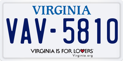 VA license plate VAV5810