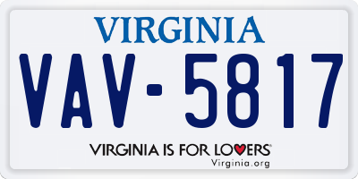 VA license plate VAV5817