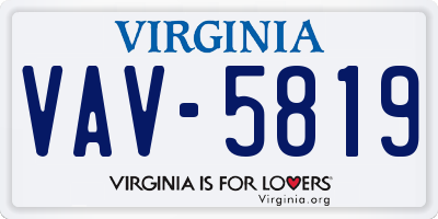 VA license plate VAV5819