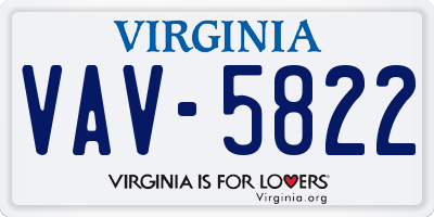 VA license plate VAV5822