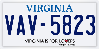 VA license plate VAV5823