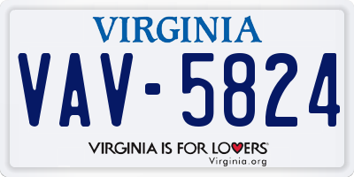 VA license plate VAV5824