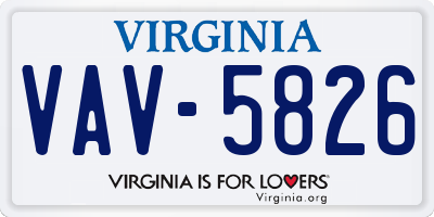 VA license plate VAV5826