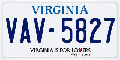 VA license plate VAV5827