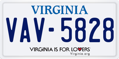 VA license plate VAV5828