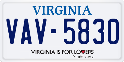 VA license plate VAV5830
