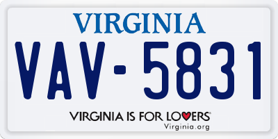 VA license plate VAV5831