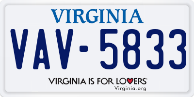 VA license plate VAV5833