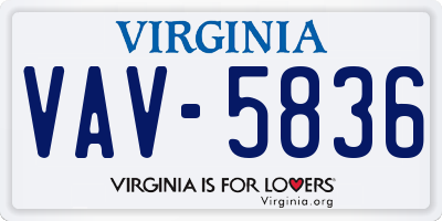 VA license plate VAV5836