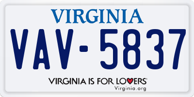 VA license plate VAV5837