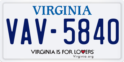 VA license plate VAV5840