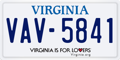 VA license plate VAV5841