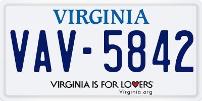VA license plate VAV5842