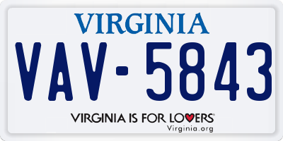 VA license plate VAV5843