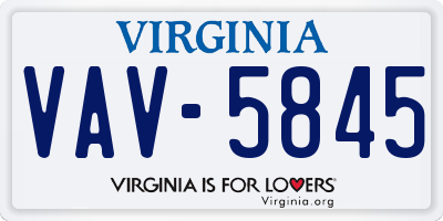 VA license plate VAV5845