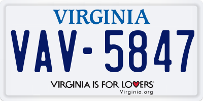 VA license plate VAV5847