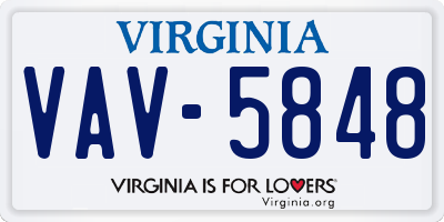 VA license plate VAV5848