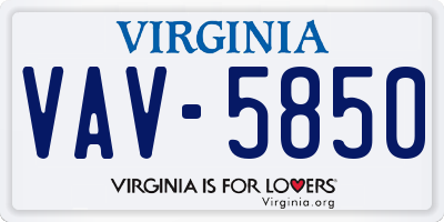 VA license plate VAV5850