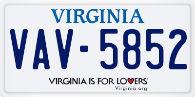 VA license plate VAV5852