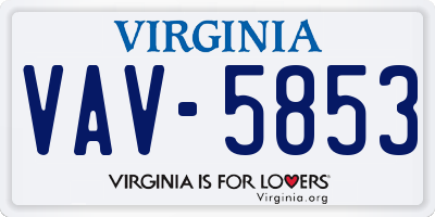 VA license plate VAV5853