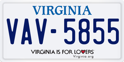 VA license plate VAV5855