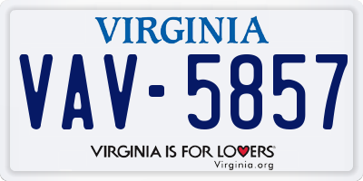 VA license plate VAV5857