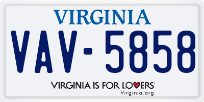 VA license plate VAV5858