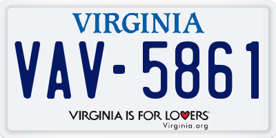 VA license plate VAV5861