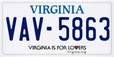 VA license plate VAV5863
