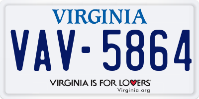 VA license plate VAV5864